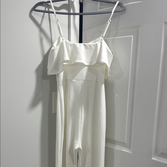 Windsor White Ruffled Jumpsuit with Wide-Leg Pants - Picture 6 of 9